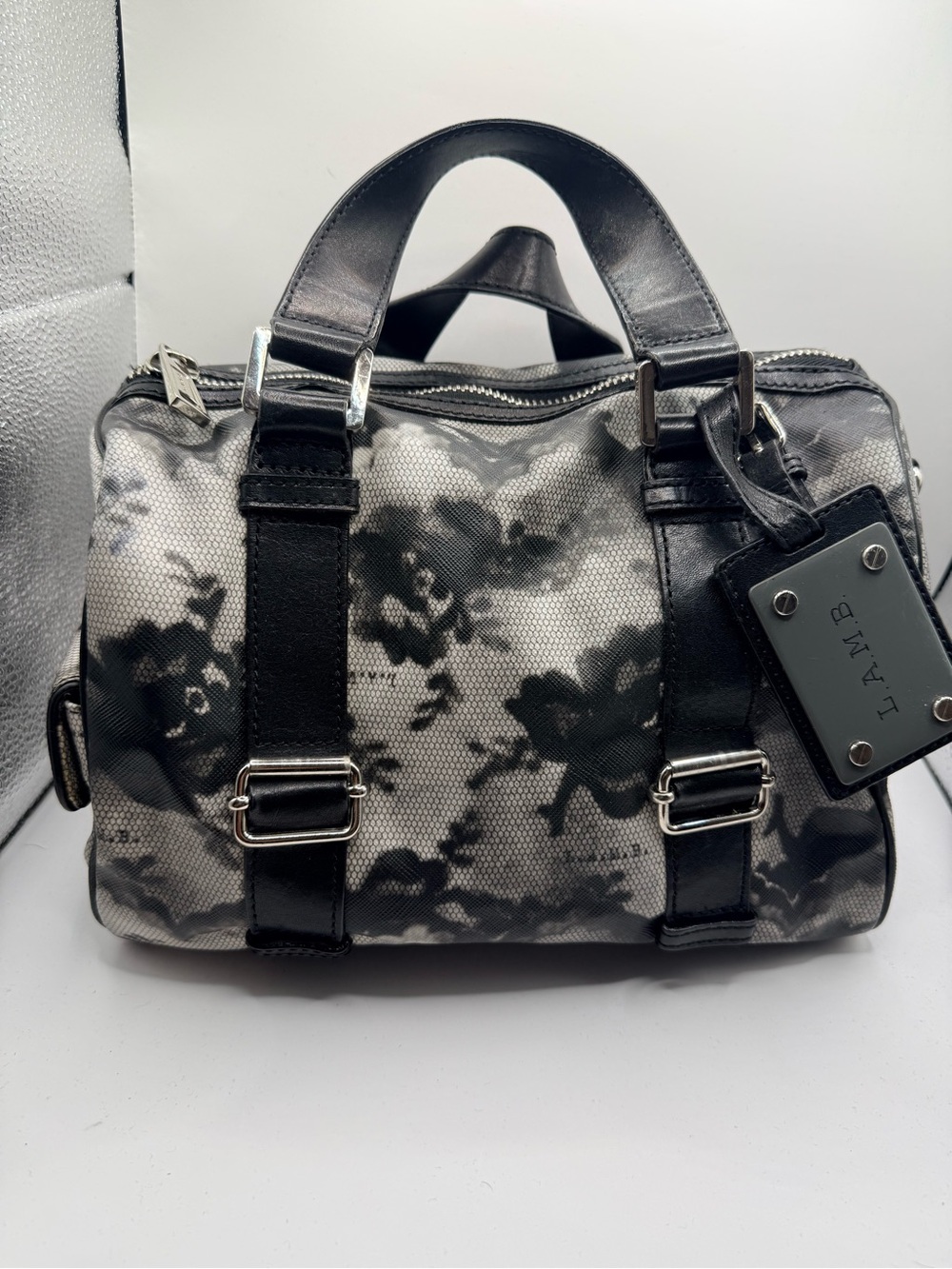 L.A.M.B. Black & Gray hand Bag